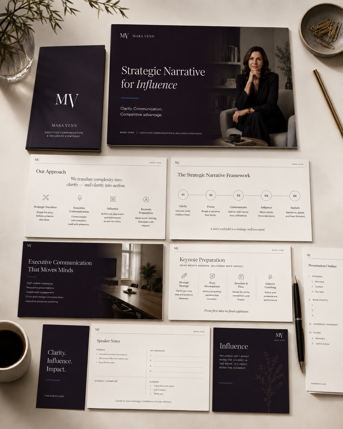 Mara Venn presentation and business collateral concept